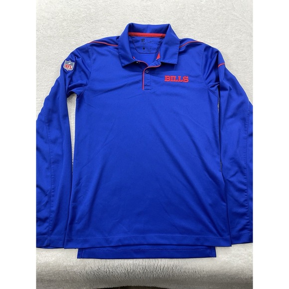 Blue Nike Dri-Fit On Field Buffalo Bills Long‎ Sleeve Polo Shirt Men's S Small - Picture 1 of 12